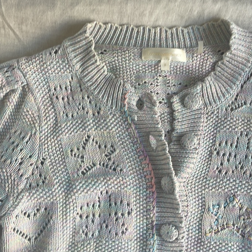LoveShackFancy Matching Antique Pastel Rainbow Knit Set, Size S Top & XS bottom - Picture 6 of 13